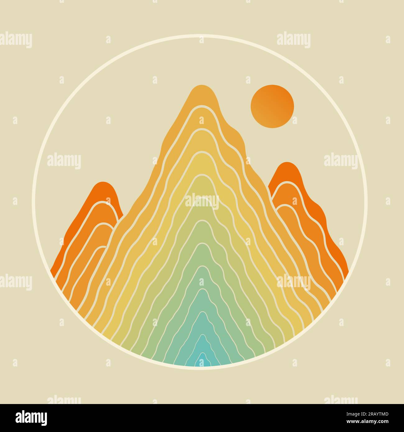 Rainbow Mountains Logo in minimalistischem linearem Stil. Stock Vektor