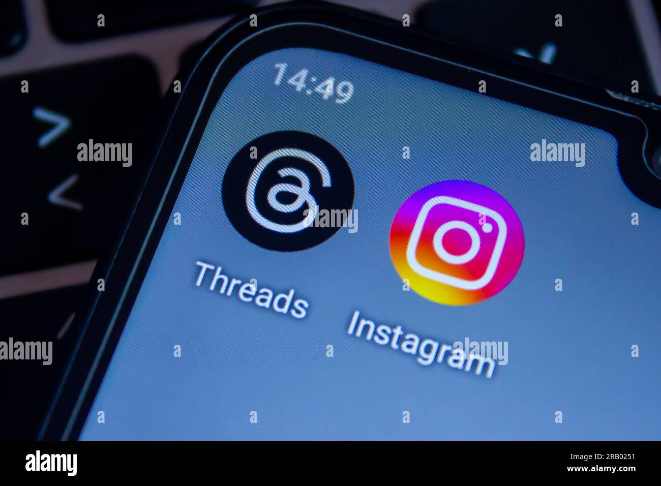 Instagram Threads App von Meta. Neue Social-Media-Anwendungs-Threads. Neuer Rivale von Twitter. Afjonkarahisar, Türkei - 6. Juli 2023. Stockfoto