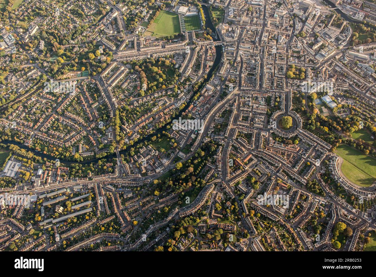Stadt Bath, Somerset, England von oben mit Blick auf arial Stockfoto