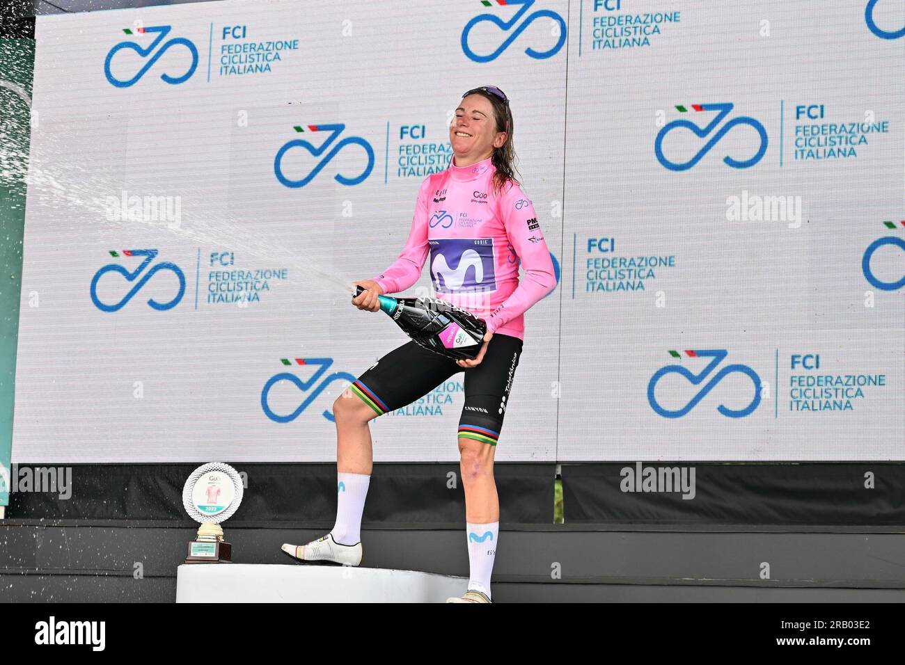 VAN VLEUTEN Annemiek Movistar Team, 1^ klassifiziert während Giro d'Italia Women - Stufe 7 - Albenga-Alassio, Giro d'Italia in Alassio, Italien, Juli 07 2023 Stockfoto