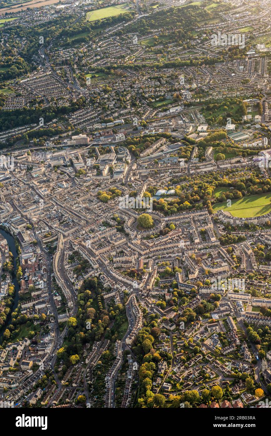 Stadt Bath, Somerset, England von oben mit Blick auf arial Stockfoto