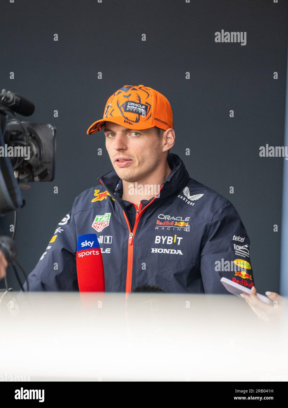 Silverstone, Großbritannien - Freitag, 7. Juli 2023 - FORMEL 1 ARAMCO GRAND PRIX 2023 - Max Verstappen (Niederlande) - Oracle Red Bull Racing Stockfoto