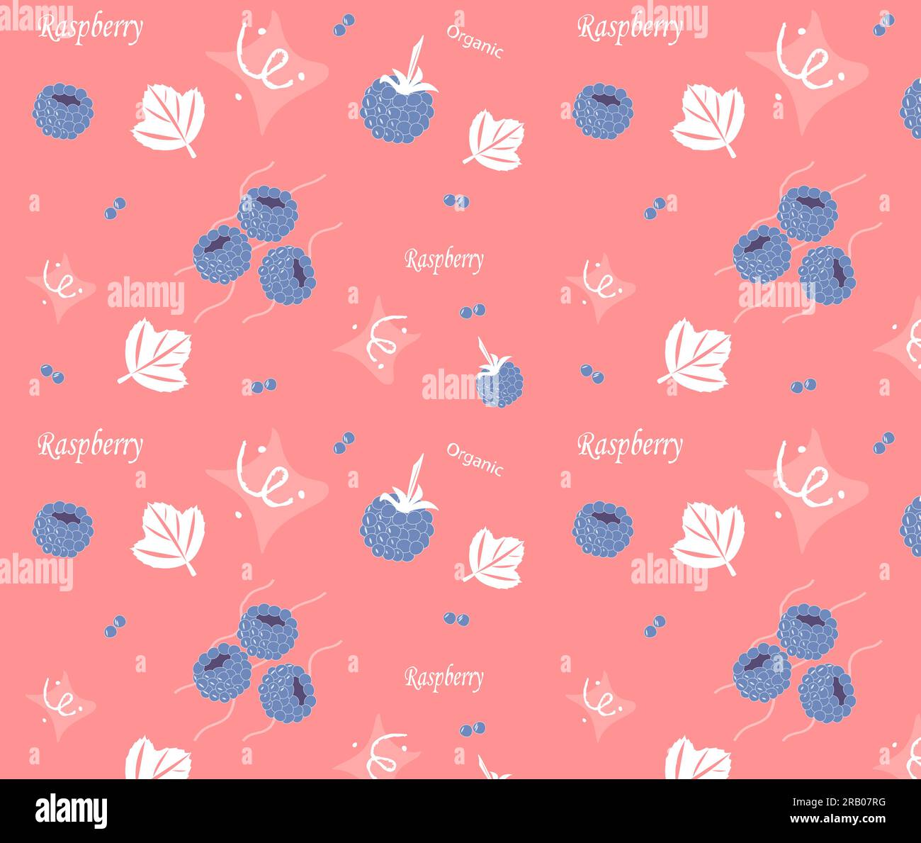 Nahtlose Vorlage mit Sommermuster für blaue Himbeeren auf pinkfarbenem Hintergrund. EPS10 Stock Vektor