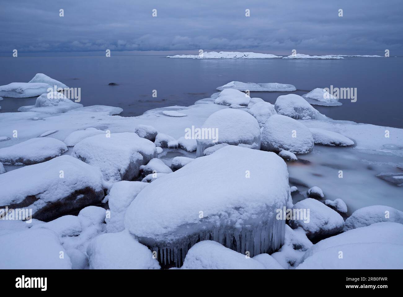 Schweden, Hochland, Grisslehamn, Ostsee, Im Winter Stockfoto