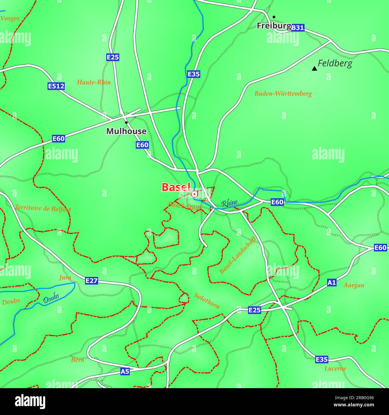 Karte der Stadt Basel in der Schweiz Stockfoto