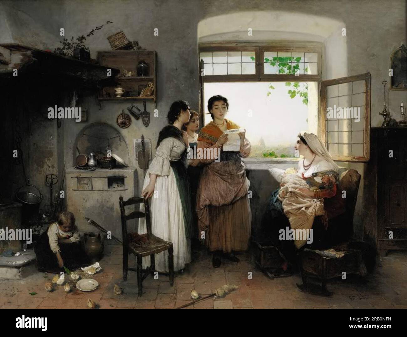 Ein Brief von der Front 1864 von Gerolamo Induno Stockfoto