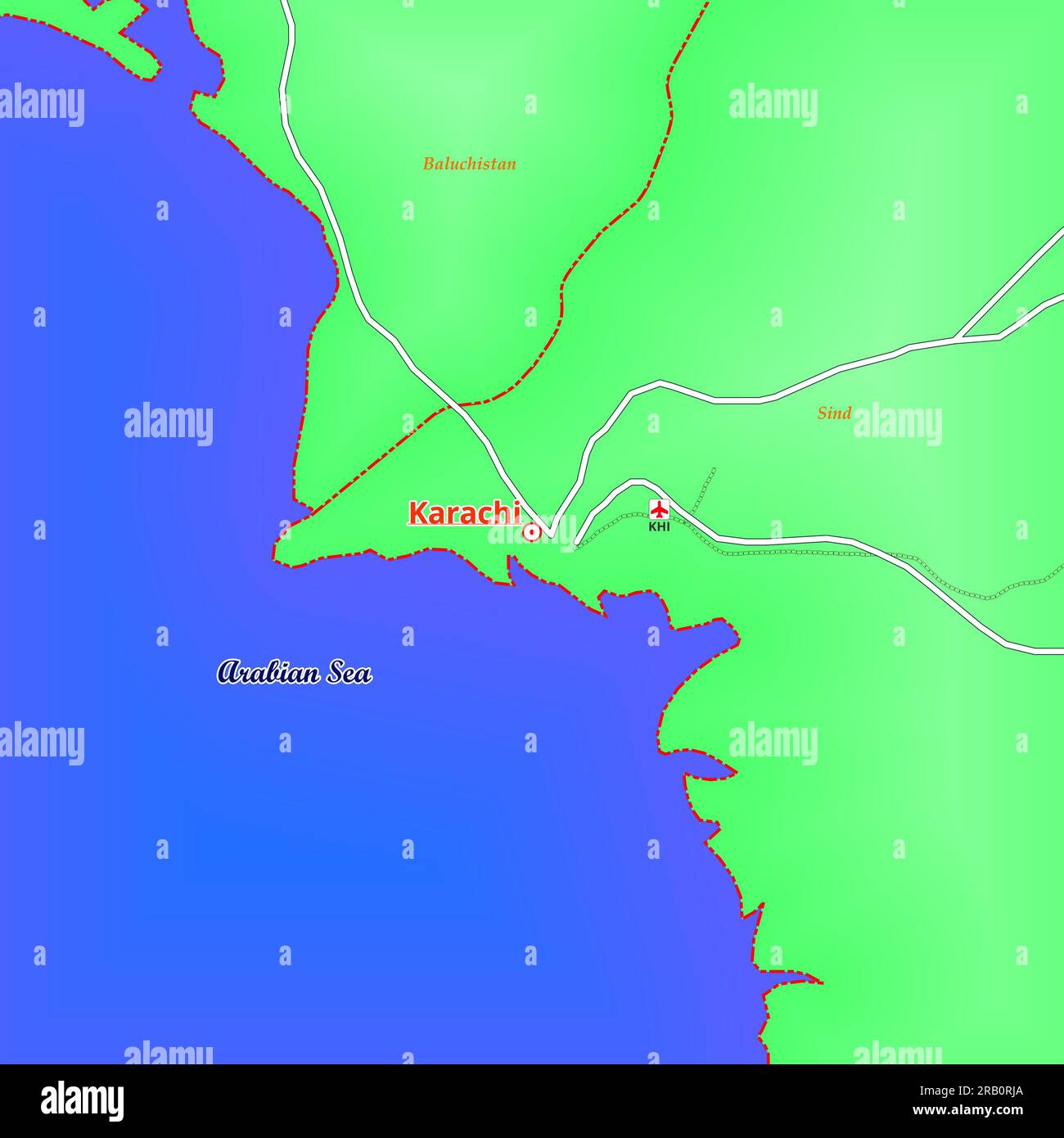 Karte der Stadt Karatschi in Pakistan Stockfoto