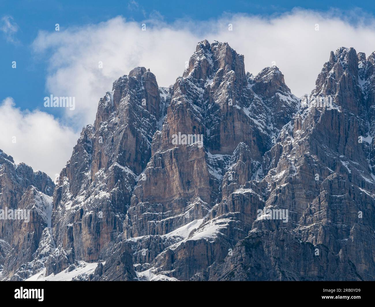 Blick auf die Brenta, eine Bergkette der südlichen Kalksteinalpen in Trentino in Norditalien. Stockfoto