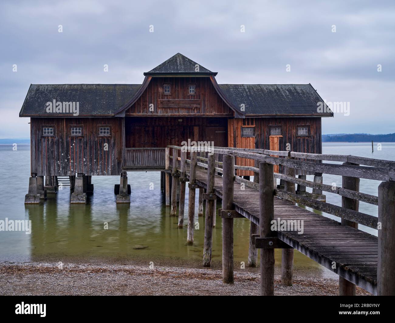 Bootshaus in Stegen am Ammersee. Stockfoto