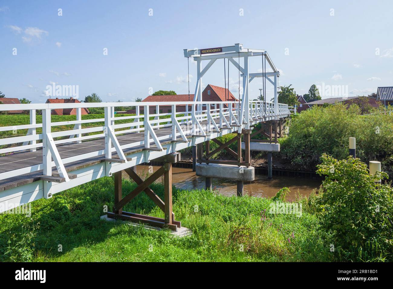 Hogendiek Bridge, Holländische Zugbrücke, Steinkirchen, Altes Land, Niedersachsen, Deutschland, Europa Stockfoto