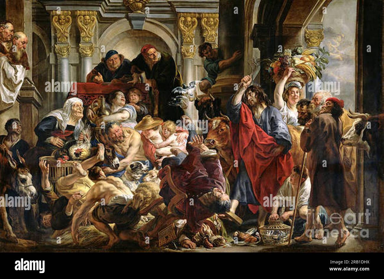Christus fährt die Händler vom Tempel 1650 von Jacob Jordaens Stockfoto