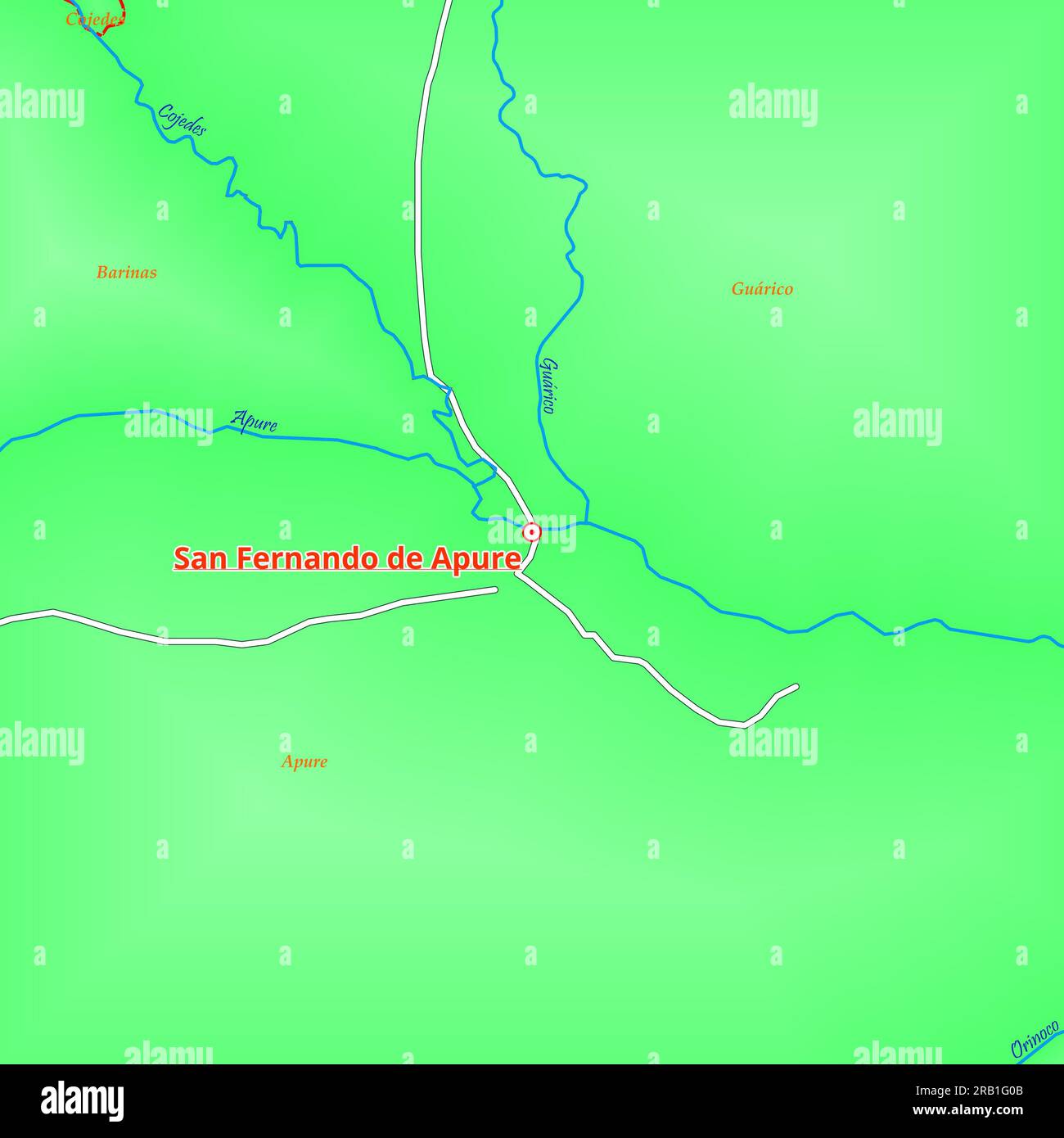 Stadtplan von San Fernando de Apure in Venezuela Stockfoto