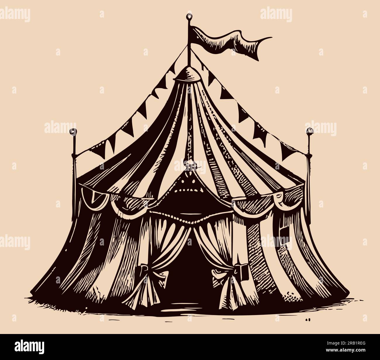 Zirkus Retro-Skizze handgezeichnete Doodle-Style Holiday Vector-Illustration Stock Vektor