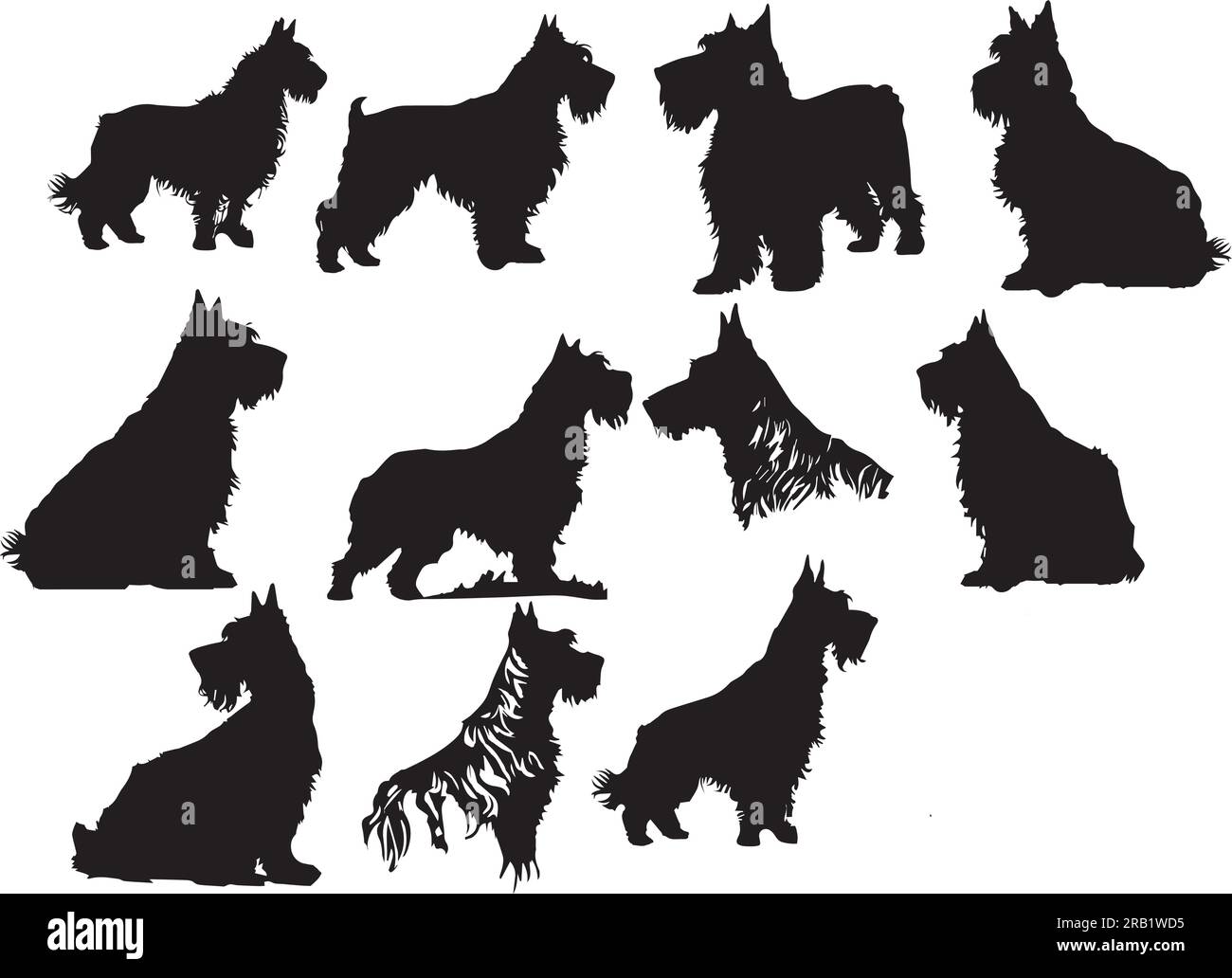 Airedale Terrier Dog Welpen Silhouette. Hündchen Stock Vektor