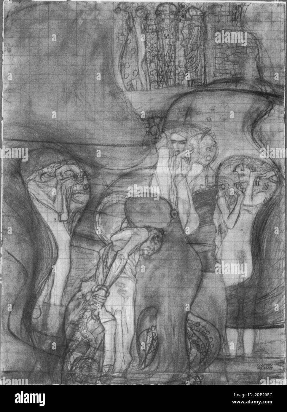 Gemalte Komposition Jusisprudenz 1898 von Gustav Klimt Stockfoto