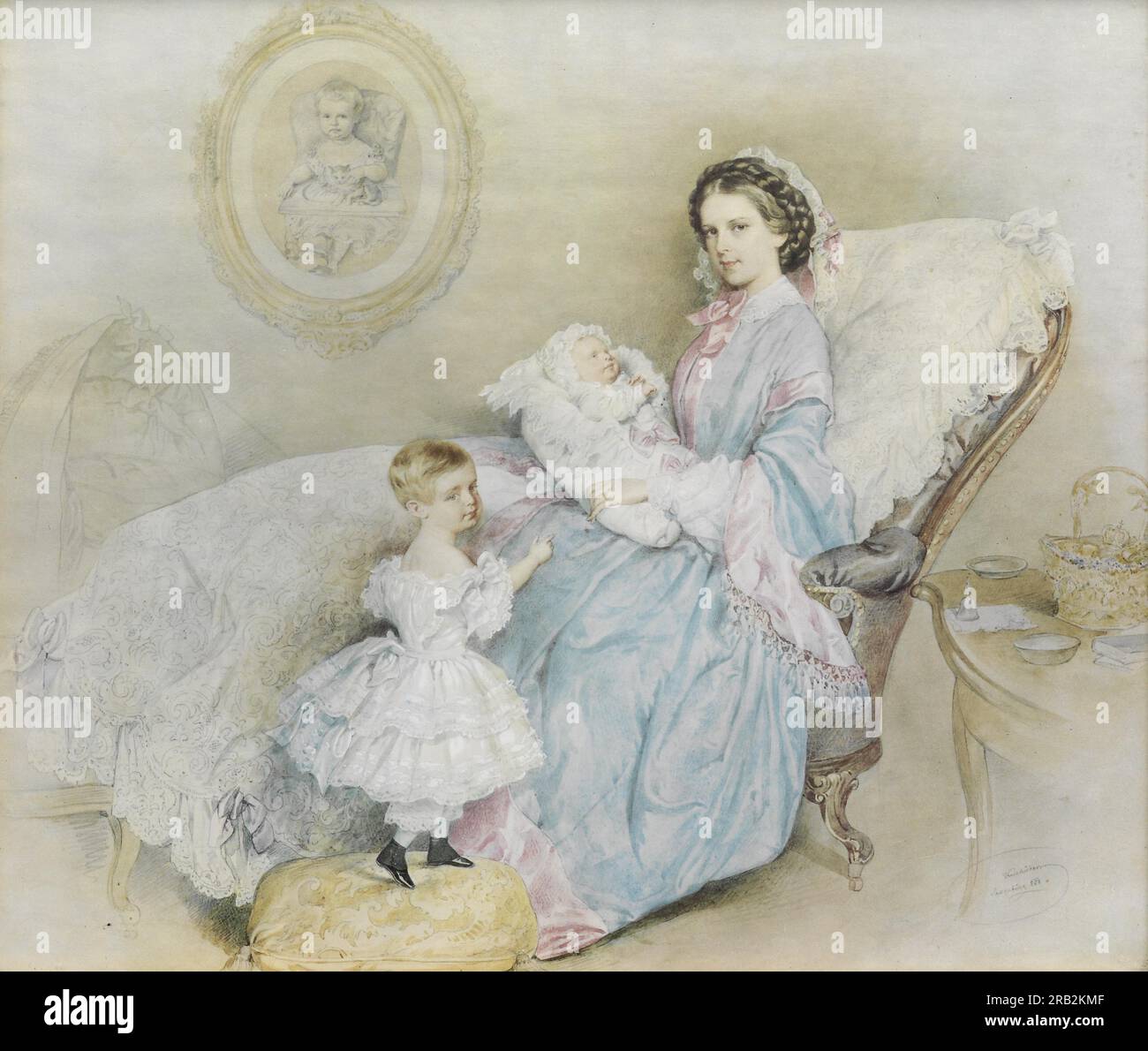 Kaiserin Elisabeth von Osterreich mit ihren Kindern Rudolf und Gisela 1858 von Josef Kriehuber Stockfoto Kaiserin Elisabeth von Osterreich mit ihren Kindern Rudolf und Gisela 1858 von Josef Kriehuber Stockfoto