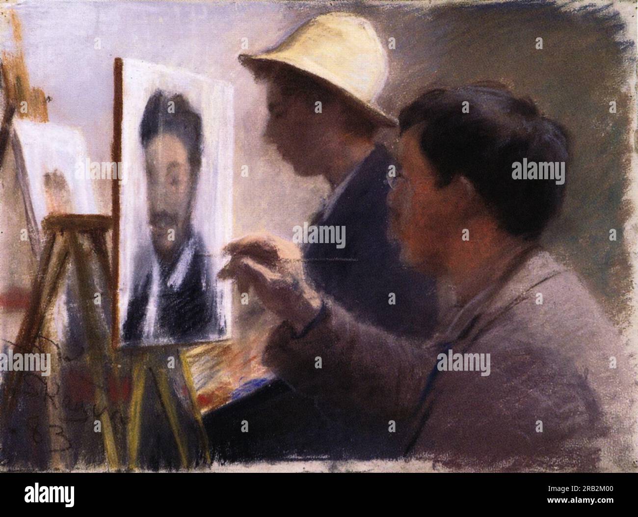 Oscar Björck und Eilif Peterssen Painting Portraits von Georg Brandes 1883 von Peder Severin Kroyer Stockfoto