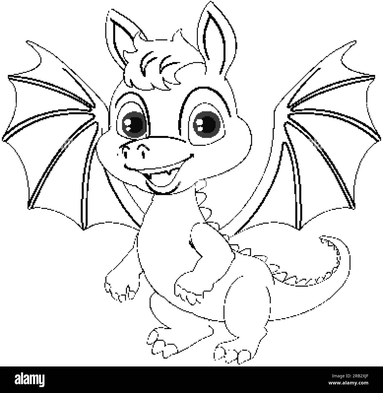 Drachen-Zeichentrickfilm Doodle Malfigur-Illustration Stock Vektor