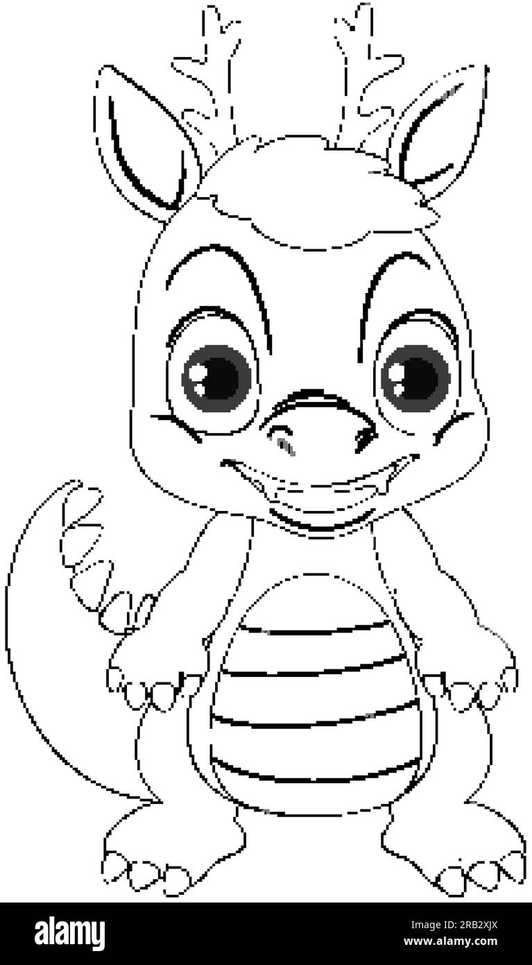 Dinosaurier-Zeichentrickfilm Doodle-Malfigur Stock Vektor
