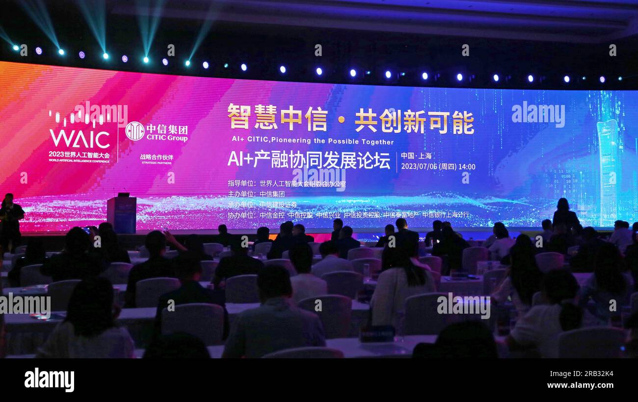 Shanghai, China. 07. Juli 2023. SHANGHAI, CHINA - 6. JULI 2023 - 2023 World Artificial Intelligence Conference KI Industry and Finance Collaborative Development Forum, 6. Juli 2023, Shanghai, China. (Foto: Costfoto/NurPhoto) Guthaben: NurPhoto SRL/Alamy Live News Stockfoto