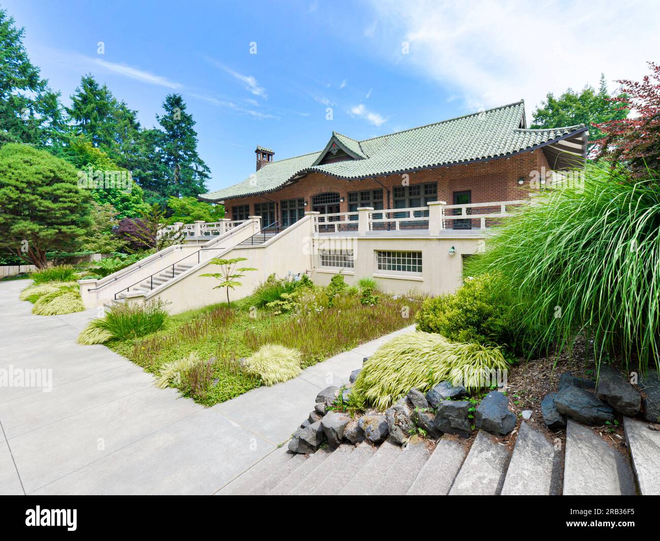 Japanisches Gebäude im Point Defiance Park in Tacoma, Washington Stockfoto