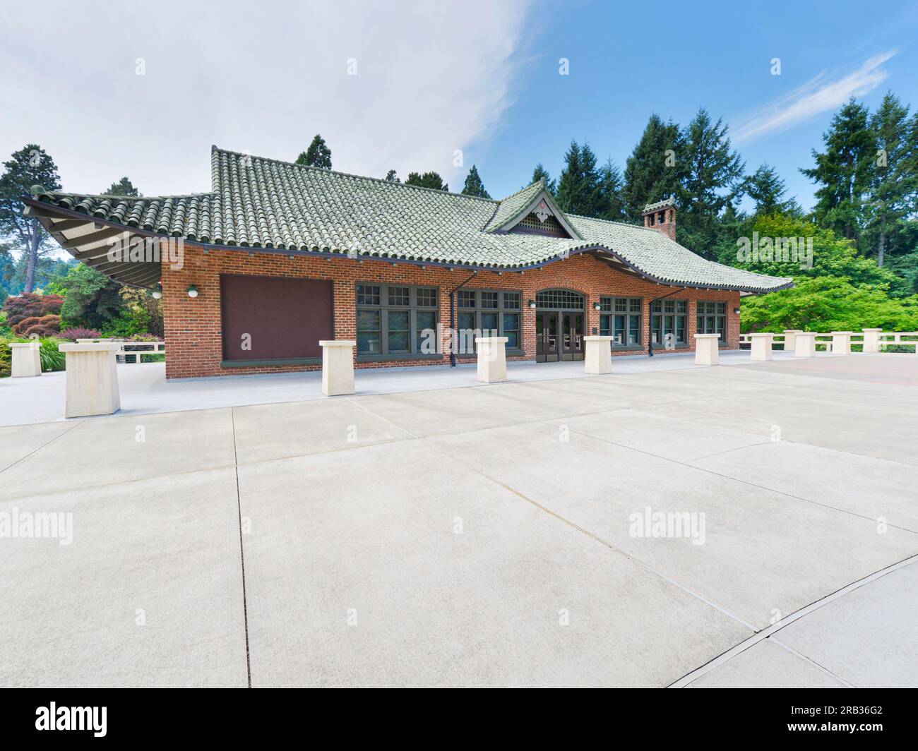 Japanisches Gebäude im Point Defiance Park in Tacoma, Washington Stockfoto