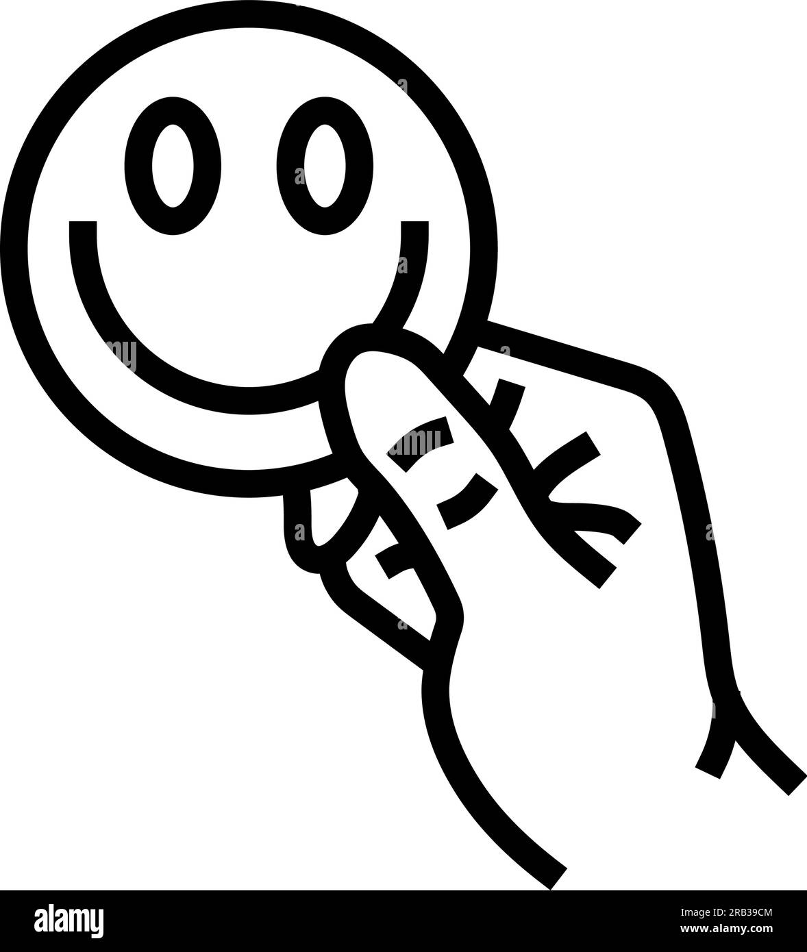 Vektordarstellung des Smiley-Linien-Symbols mit Hand Stock Vektor