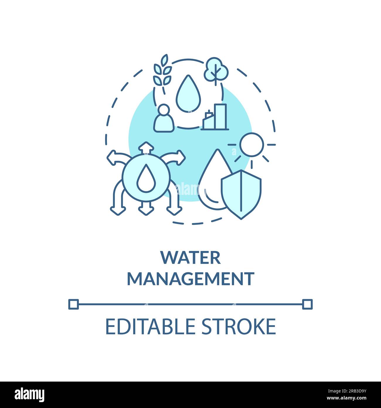 Wassermanagement Symbol Hitzeflatierung Konzept Stock Vektor