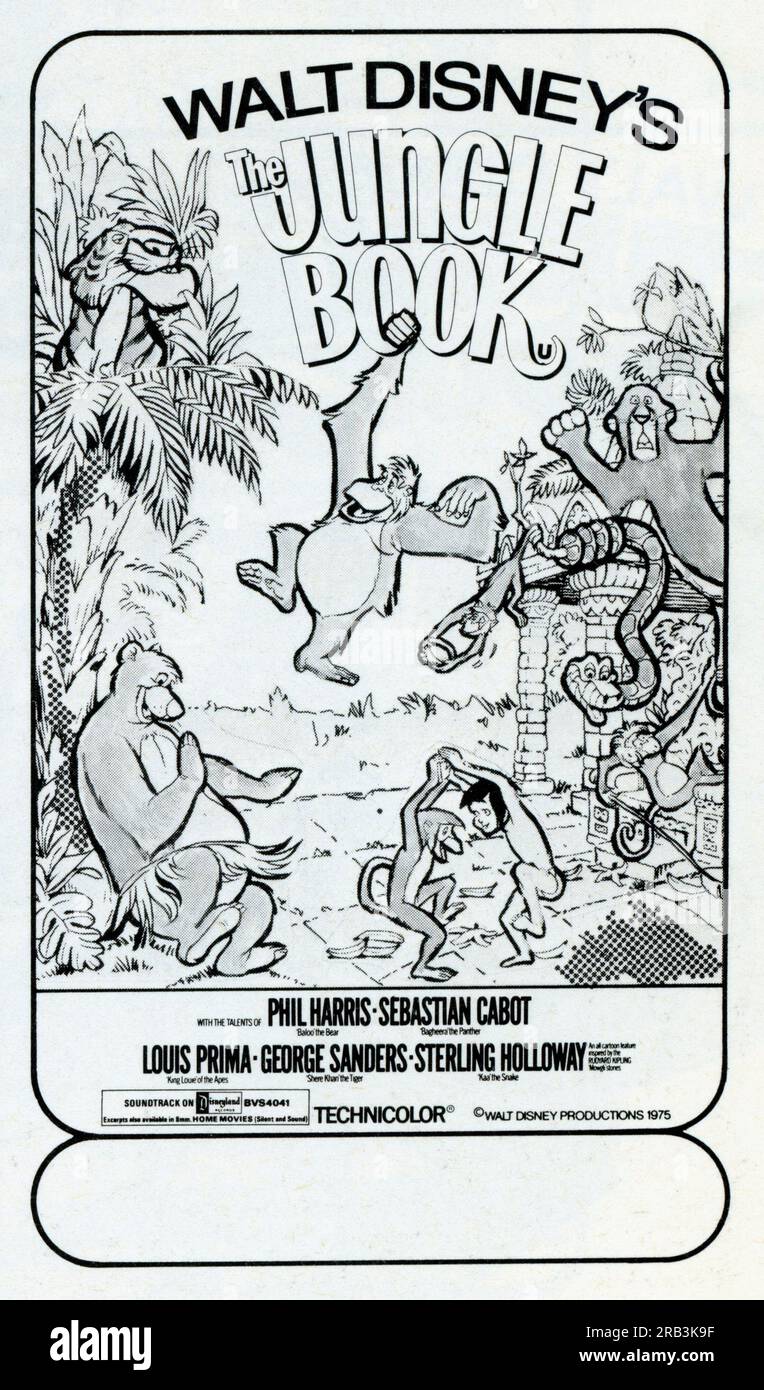 WALT DISNEY's THE DSCHUNGEL BOOK Director WOLFGANG REITHERMAN inspiriert von den Mowgli Stories von Rudyard Kipling Songs Richard M. Sherman und Robert B. Sherman Walt Disney Productions Stockfoto