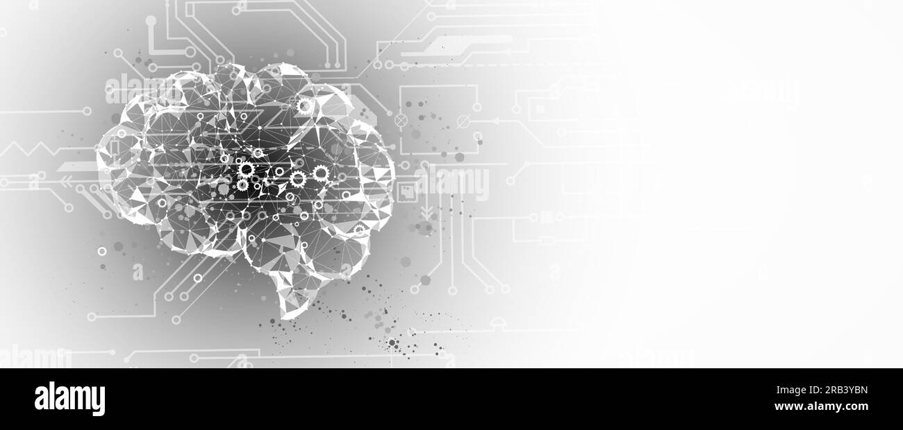 Abstrakte Künstliche Intelligenz. Cloud-Computing. Maschinelles Lernen. Hintergrund des Technologiewebs. Futuristischer Hintergrund des virtuellen Konzepts Stock Vektor