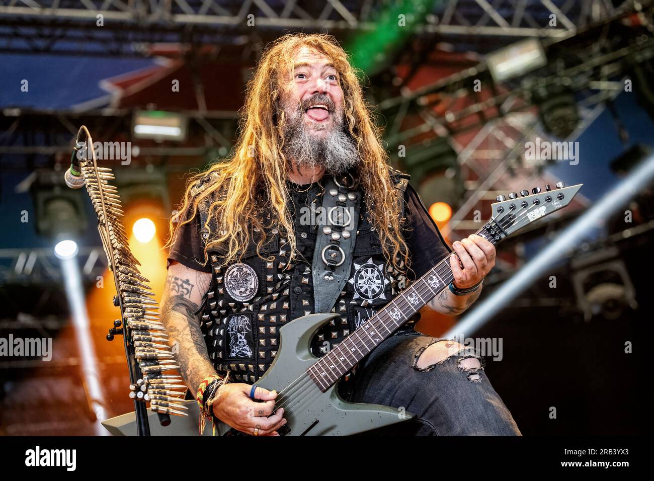 Oslo, Norwegen. 22., Juni 2023. Die amerikanische Heavy-Metal-Band Soulfly tritt während des norwegischen Musikfestivals Tons of Rock 2023 in Oslo ein Live-Konzert auf. Hier wird der Sänger Max Cavalera live auf der Bühne gesehen. (Foto: Gonzales Photo - Terje Dokken). Stockfoto