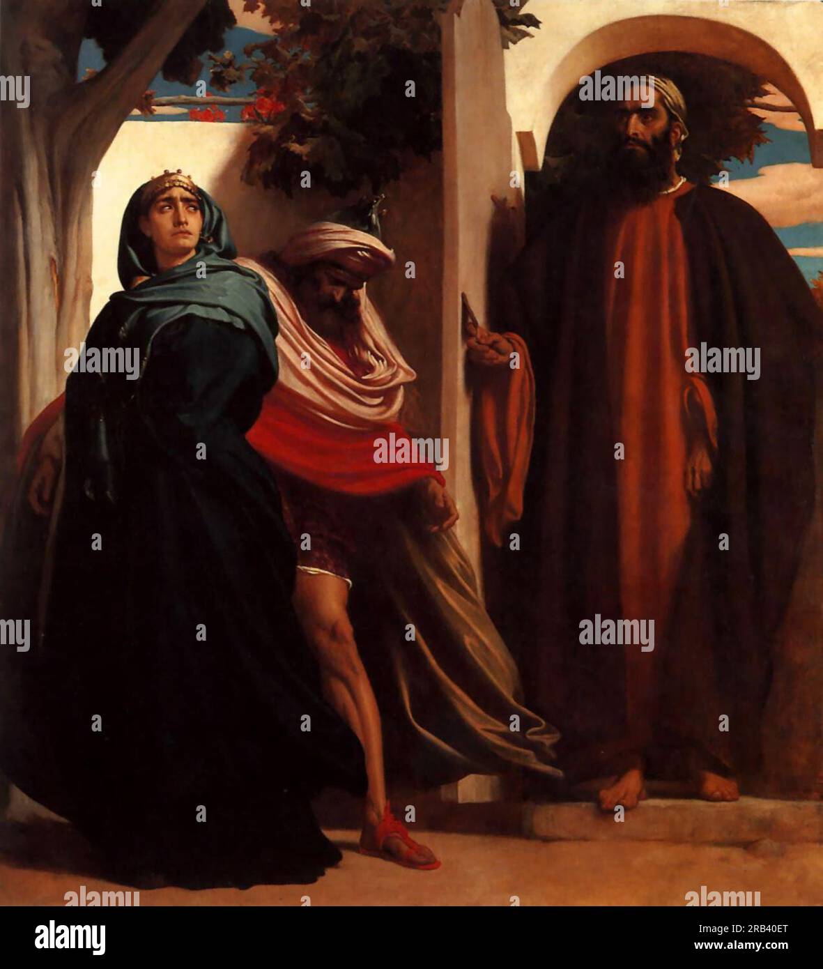 Jezebel und Ahab trafen sich mit Elijah c.1862; Vereinigtes Königreich mit Frederic Leighton Stockfoto