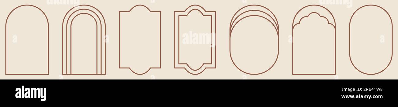 Satz Bo-Ho-Rahmen. Abstrakte Designelemente. Vektordarstellung isoliert auf weißem Hintergrund Stock Vektor