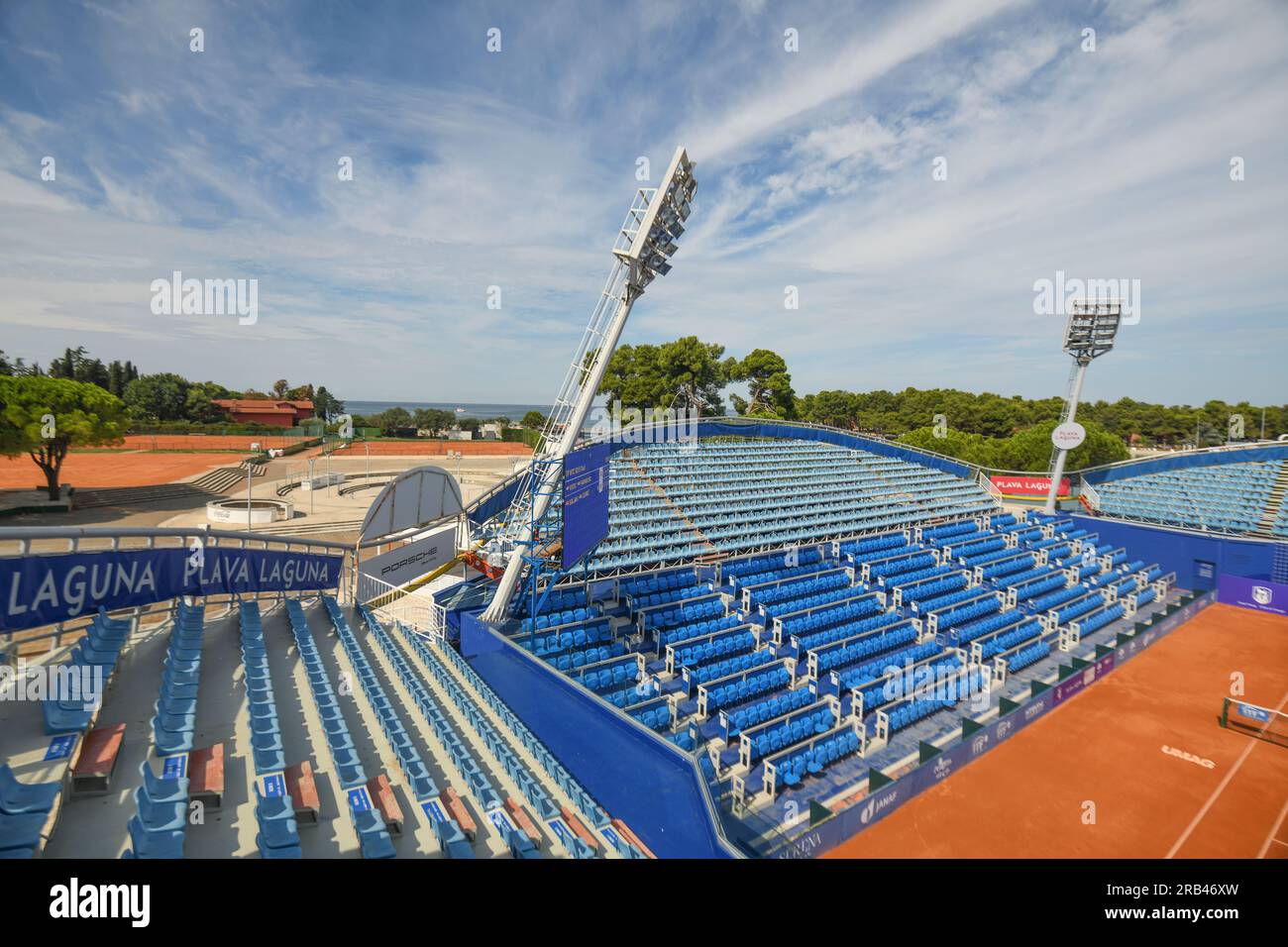 ATP-Stadion Goran Ivanisevic. Umag, Kroatien Stockfoto