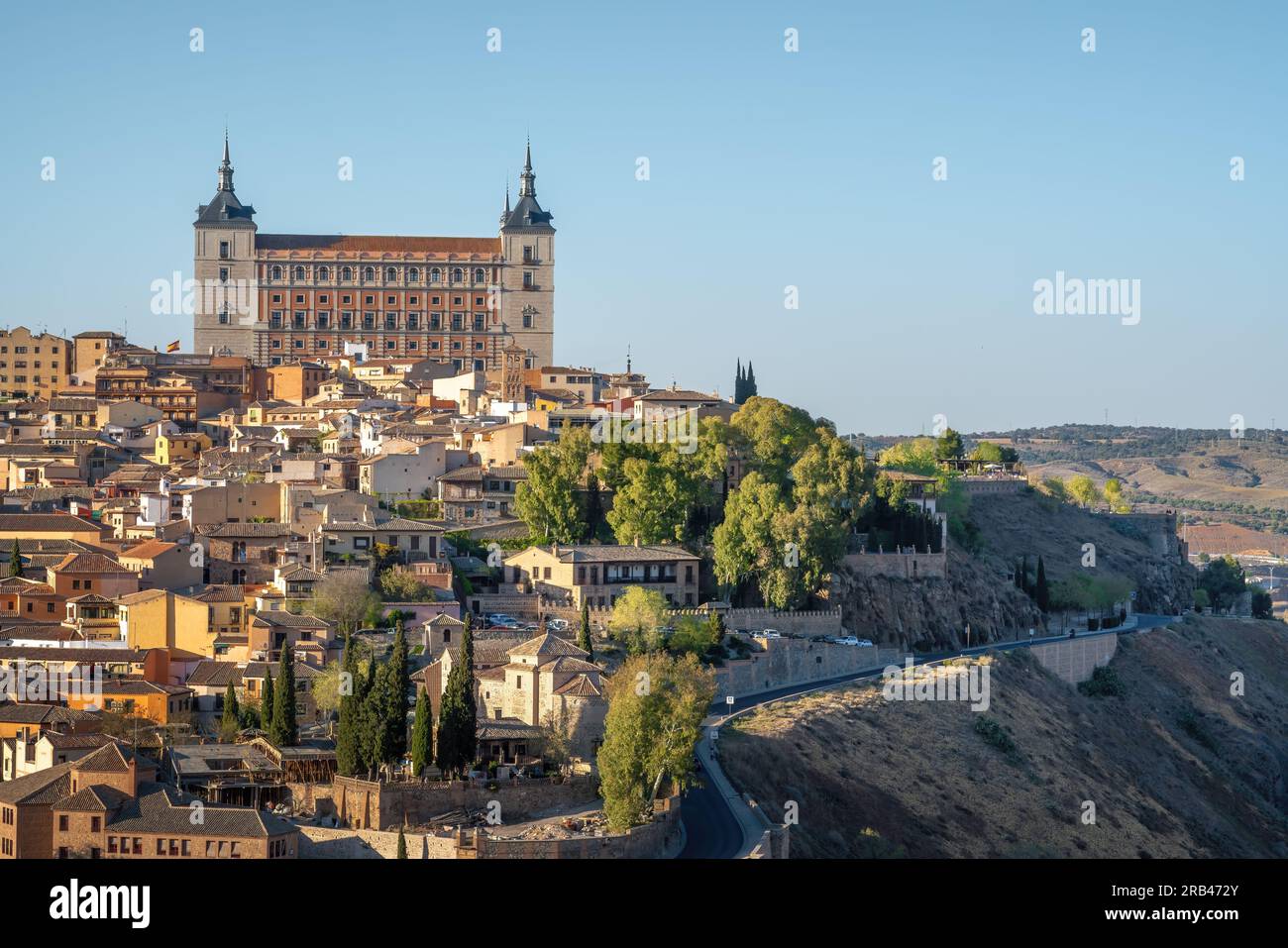 Alcazar und Toledo Skyline - Toledo, Spanien Stockfoto