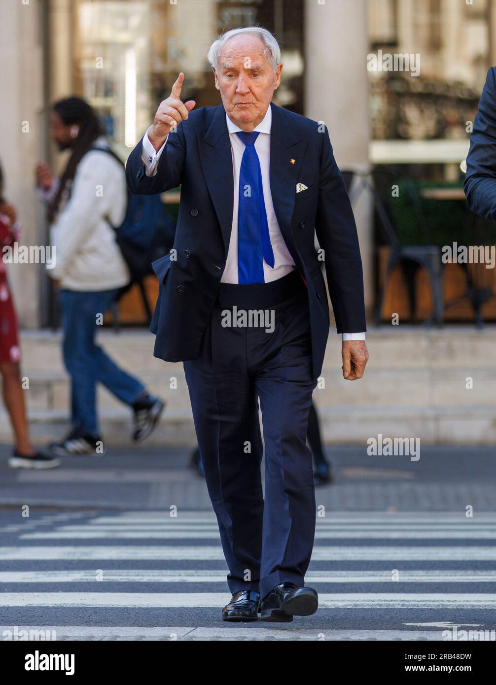 London, Großbritannien 7. Juli 2023 Sir Frederick Barclay trifft mit seiner Ex-Frau Lady Hiroko Barclay beim High Court ein. 2021 ordnete ein Gericht an, dass Barclay seiner Ex-Frau 100 Millionen Pfund zahlte. Stockfoto