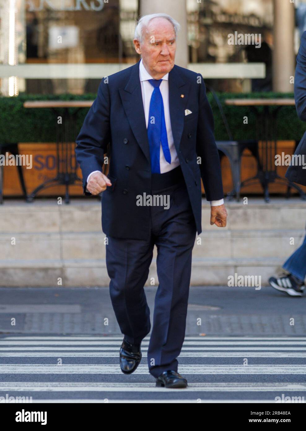 London, Großbritannien 7. Juli 2023 Sir Frederick Barclay trifft mit seiner Ex-Frau Lady Hiroko Barclay beim High Court ein. 2021 ordnete ein Gericht an, dass Barclay seiner Ex-Frau 100 Millionen Pfund zahlte. Stockfoto