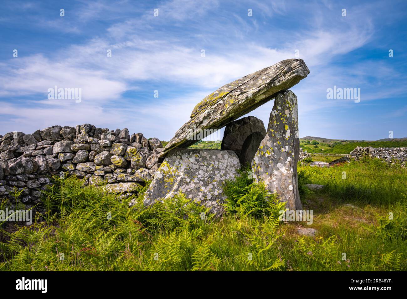 Gwern Einion Grabkammer, Llanfair, Nordwales, Großbritannien Stockfoto