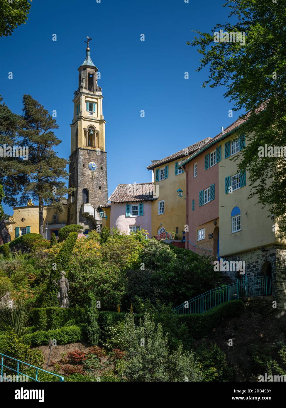The Bell Tower, Portmeirion, North Wales, Großbritannien Stockfoto