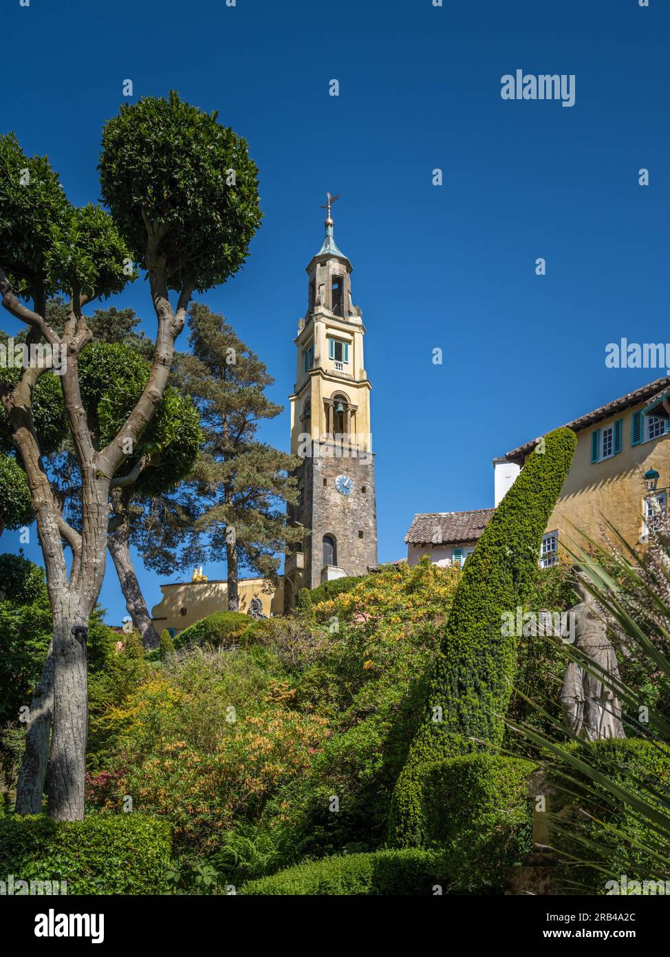 The Bell Tower, Portmeirion, North Wales, Großbritannien Stockfoto