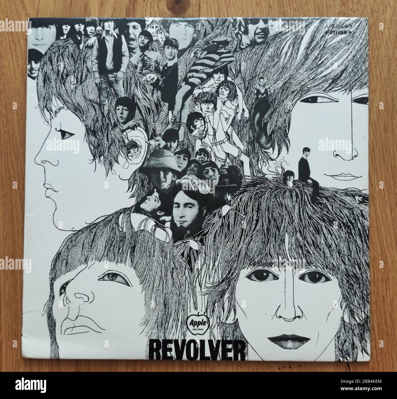 Das siebte Studioalbum der Beatles 1966 Revolver Schallplatten-Design aus nächster Nähe Stockfoto