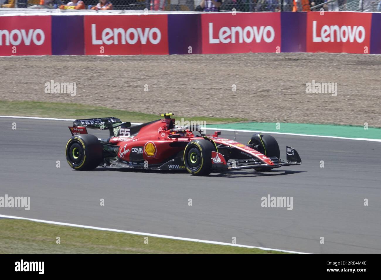 Towcester, Northants, Großbritannien. 7. Juli 2023. Carlos Sainz, Ferrari, in Silverstone während der FridaysÕ-Übung für den Aramco British Grand Prix Credit F1: Motofoto/Alamy Live News Stockfoto