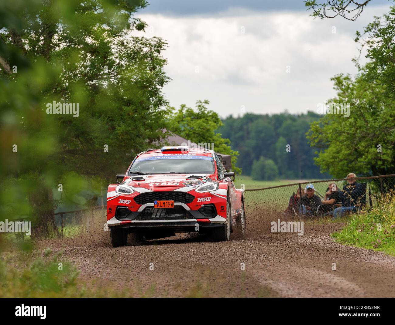 Karlstad, Schweden, 7. Juli 2023 ERC Bauhaus Royal Rally of Scandinavia Jon ARMSTRONG (GBR) mit Beifahrer Julia THULIN (SWE), FORD Fiesta MkII, MRF TyRES DEALER TEAM, RC2 Rally2, ERC1 Kredit: PEO Mšller/Alamy Live News Stockfoto