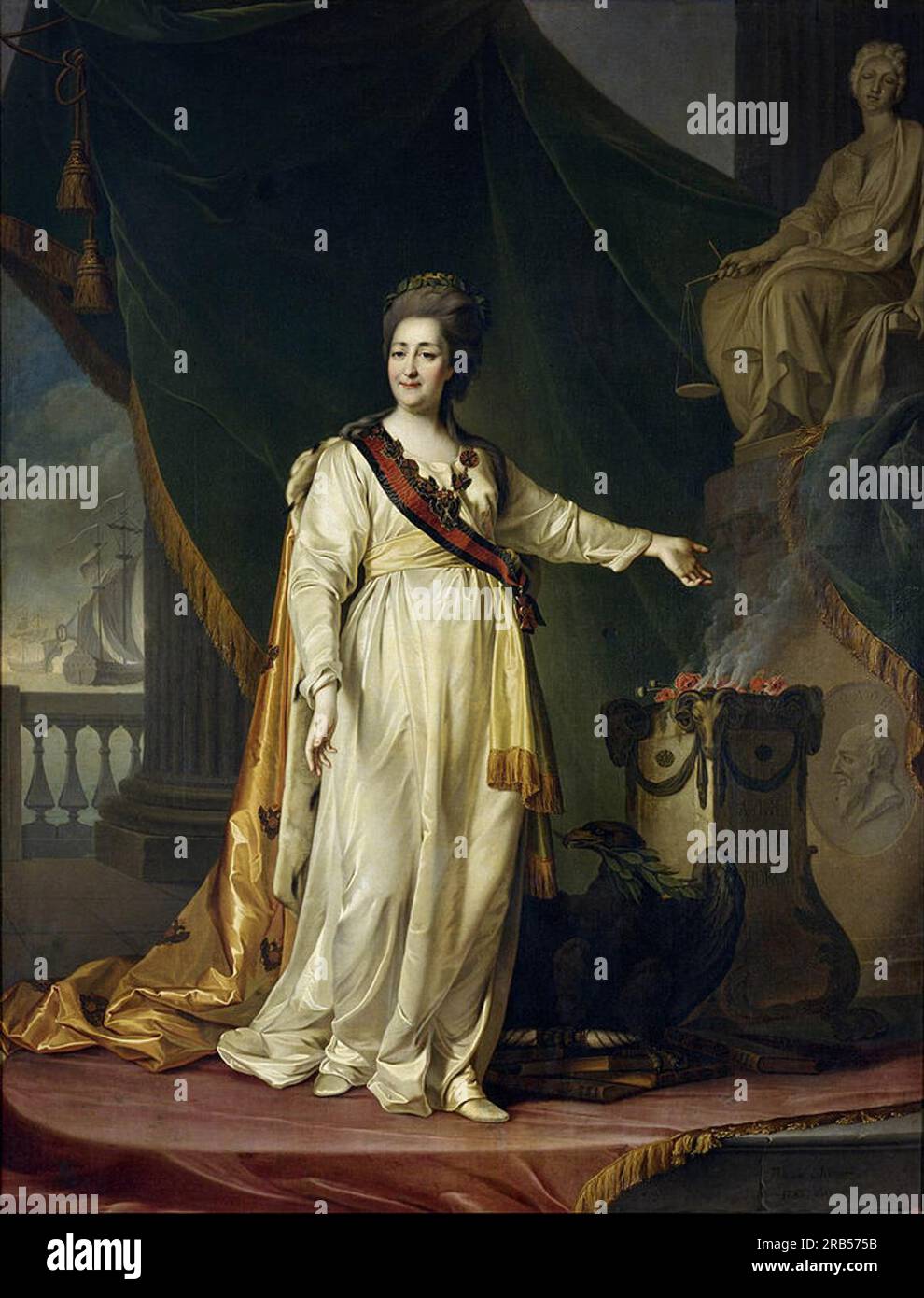 Portrait von Katharina II. Als Gesetzgeber im Tempel der Göttin der Gerechtigkeit 1783 von Dmitry Levitzky Stockfoto