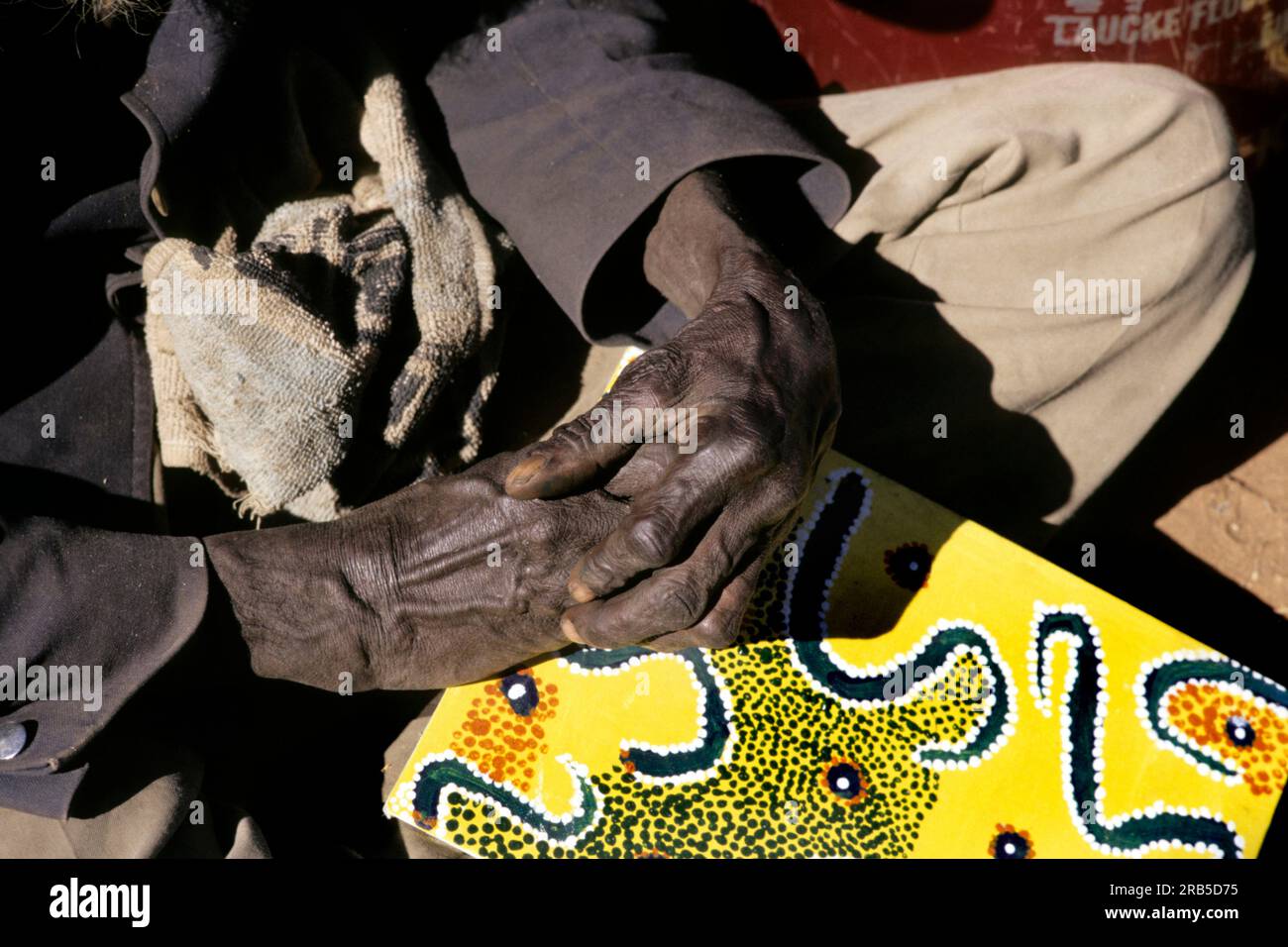 Aborigine-Künstler. Alice Springs. Nördliches Territorium. Australien Stockfoto
