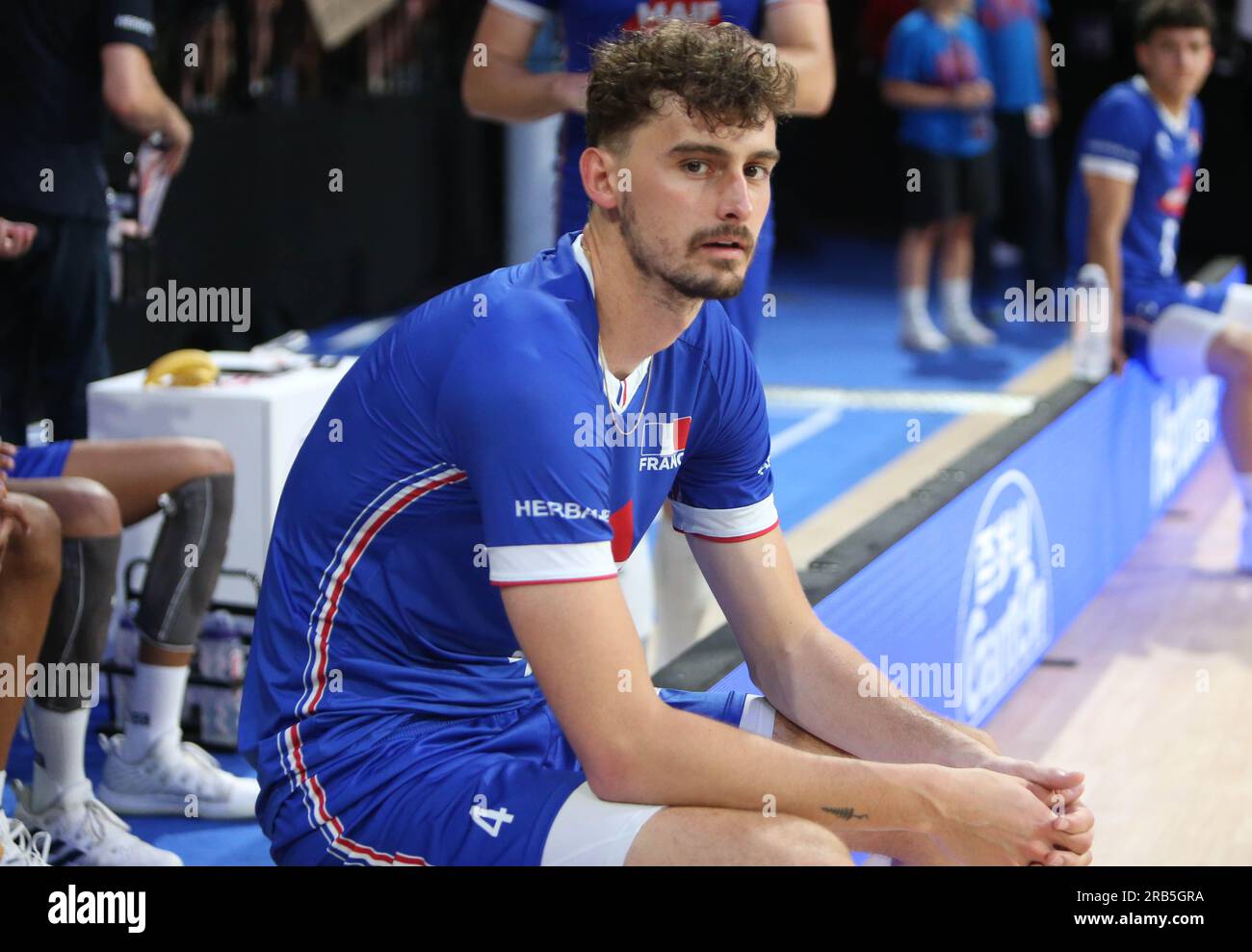 Jean Patry von Frankreich während der Volleyball Nations 2023 zwischen Brasilien und Frankreich am 25. Juni 2023 in DER CO'MET Arena in Orleans, Frankreich - Photo Laurent Lairys / DPPI Stockfoto