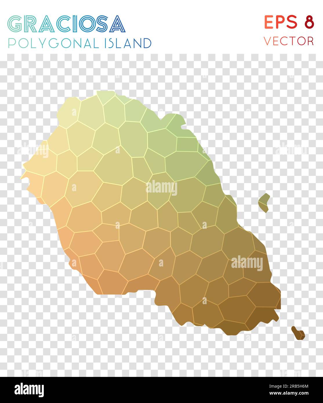Polygonale Karte von Graciosa, Insel im Mosaikstil. Elegantes Design mit niedrigem Poly-Stil und modernem Design. Polygonale Graciosa-Karte für Infografiken oder Präsentationen. Stock Vektor