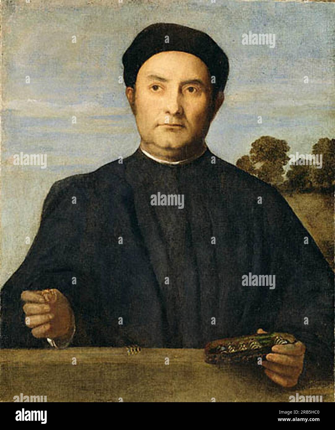 Porträt eines Juweliers, möglicherweise Giovanni Pietro Crivelli c.1510; Italien von Lorenzo Lotto Stockfoto