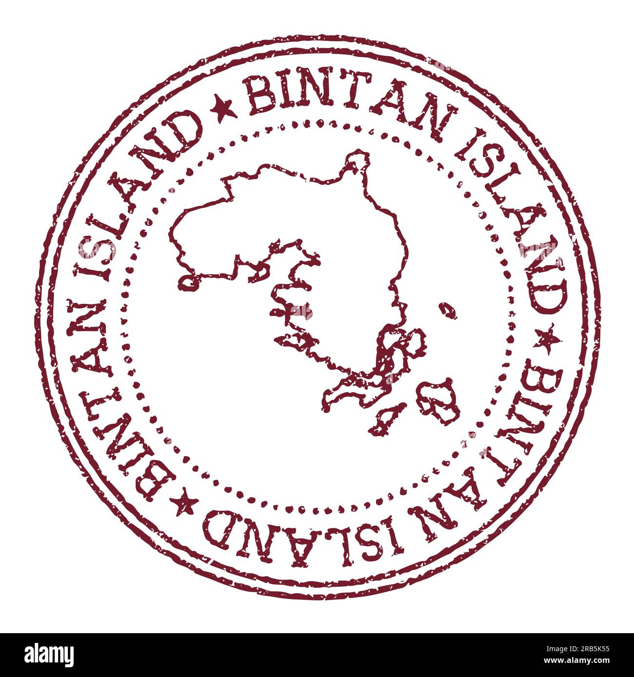 Bintan Island Rundstempel mit Inselkarte. Vintage-roter Passstempel mit kreisförmigem Text und Sternen, Vektorgrafik. Stock Vektor