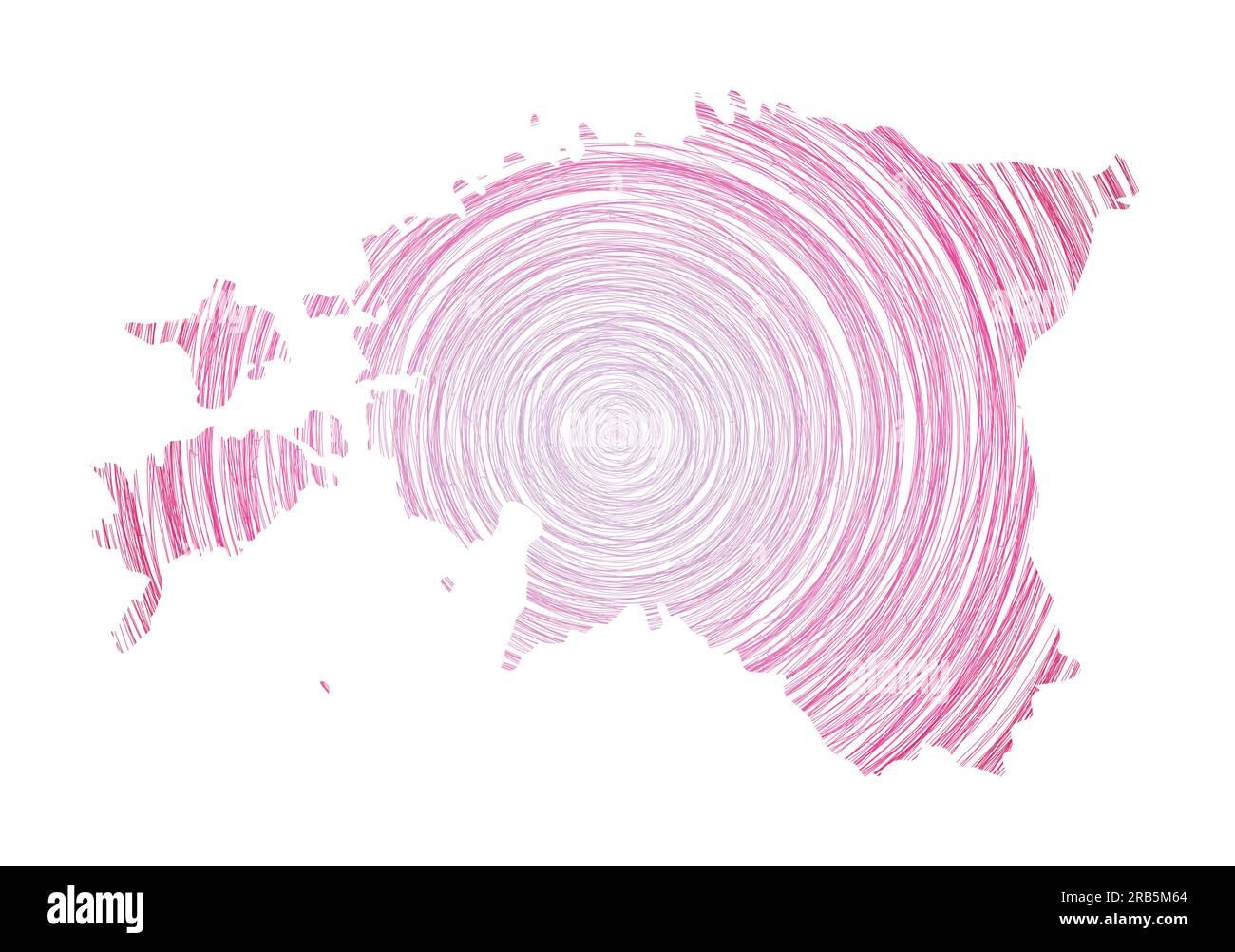 Estland Karte gefüllt mit konzentrischen Kreisen. Skizzieren Sie Kreise in Form des Landes. Vektordarstellung. Stock Vektor